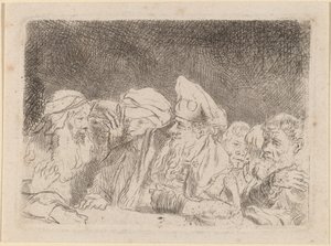 Ferisiler Tartışıyor (Yüz Guilder Baskısından Fragman) by Rembrandt van Rijn and William Baillie