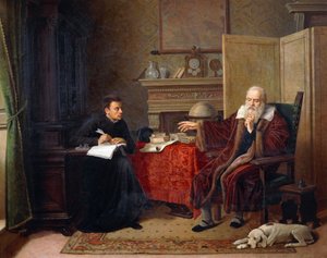Galileo Galilei (1564-1642) Gözlemlerini Arcetri'de sekreterine dikte ediyor (resim)