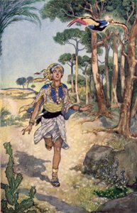 Ertesi Sabah Ağaçtan Ağaca Uçan Kuşu Takip etti (renkli taş) by René Bull
