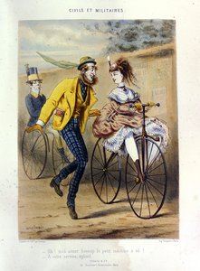 Bir Draisienne (renkli gravür)