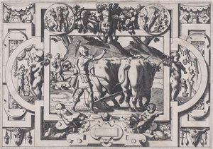 Jason Ejderhanın Dişlerini Sows Jason onları evcilleştirir ve zincirler ve f..., 1563. by Rene Boyvin