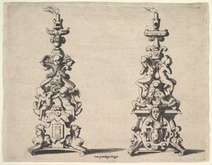 İki şamdan tasarımı, yakl. 1550-60. by Rene Boyvin