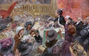 Suffragettes bir seçim kampanyası sırasında toplantı