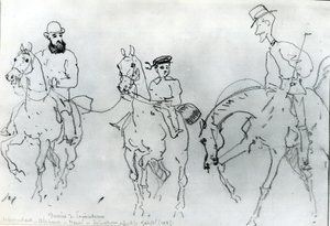 Üç Atlı: Henri de Toulouse-Lautrec (1864-1901), babası, Kont Alphonse ve Sanatçı arasında by Rene Princeteau