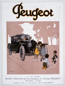 20 Aralık tarihli “” Comoedia ünlü”” filminde Peugeot “” The 14 HP Peugeot” reklamı by Rene Vincent