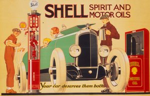 Poster reklam Shell ruhu ve motor yağları.