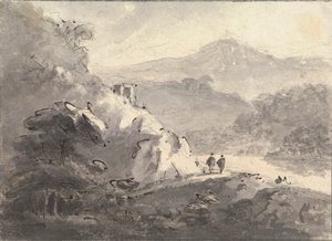Yolda İki Figürlü Manzara by Rev. William Gilpin