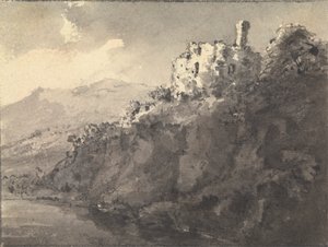 Sağda Tepede Kale Olan Manzara by Rev. William Gilpin