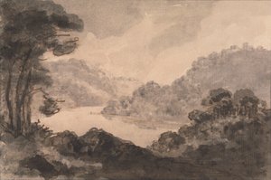 Ön Planda Nehir, Ağaçlar ve Yeşillik Olan Dağlık Manzara by Rev. William Gilpin