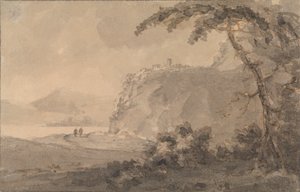 Göl Kenarında Bir Yolda İki Figür by Rev. William Gilpin