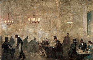 Kafe, ç. 1860-65 (teneke üzerine yağ) by Ricardo Balaca y Canseco