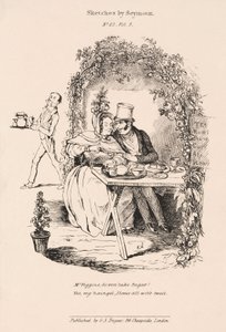 Bir kır çay salonunun bahçesinde flört sahnesi by John Pardon