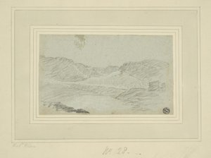 Tepelik Manzara (mavi serilmiş kağıda kömür, krem serilmiş kağıda serilmiş (2 kat)) by Richard (attr.to) Wilson
