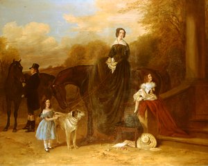 Bir Malikane Dışında Avcıları ve Köpekleriyle Bir Aile, 1841 by Richard Ansdell