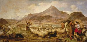 Drovers in Glen Sligichan, Skye Adası by Richard Ansdell