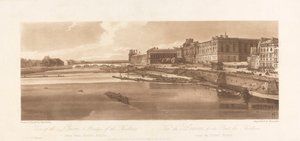 Pont Neuf'tan alınan Louvre ve Thuilleries Köprüsü'nün görünümü. 1802; Paris'teki Görünümlerden Plaka 2, plakanın Emanuel Hacim Takibi, B1981.25.2613
