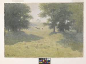İnekler Ve Yamaçlarla Manzara (beyaz kağıt üzerine suluboya) by Richard Buckner Gruelle