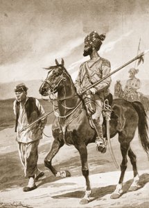 Bir Bengal Mızraklısı ve Boksör tutsağı, 'Ondokuzuncu Yüzyılın Savaşları: Cilt. VII, 1900-1901 Çin Savaşı' Archibald Forbes, GA Henty ve Binbaşı Arthur Griffiths tarafından by Richard Caton Woodville