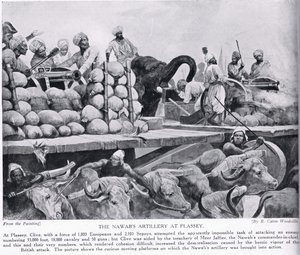 Nawab'ın Plassey'deki topçusu, 'Hutchinson's Story of the British Nation'dan bir örnek, c.1923