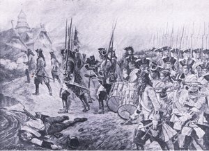 Blenheim, 13 Ağustos 1704: Köyün fırtınası, İngiliz Kara ve Deniz Savaşlarından bir çizim, 1915 by Richard Caton Woodville junior