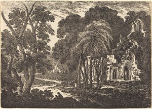Ağaçlar arasında harap Manastır by Richard Cooper II