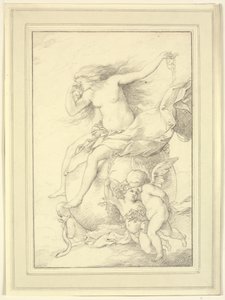 Putti ile çevrili bir küre üzerinde Fortune Alegorisi by Richard Cosway