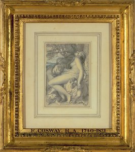 Mars, Venüs'ün kucağında oturuyor, c.1805-15 (kağıt üzerinde kurşun kalem üzerinde wc) by Richard Cosway