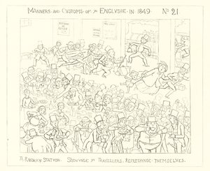 1849, Yolcuların kendilerini tazelediğini gösteren bir Tren İstasyonu by Richard Doyle