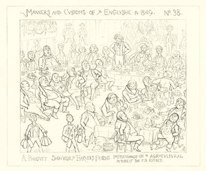 1849, Çiftçi dostunun tarımsal ilgiyi mahvettiğini gösteren bir ziyafet by Richard Doyle