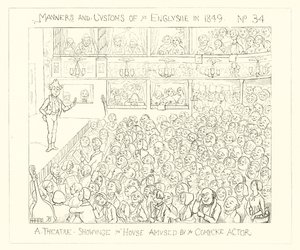 1849, komik aktör tarafından eğlendirilen evi gösteren bir tiyatro by Richard Doyle