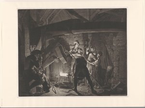 Bir demirci dükkanında aile bir demir ocağı by Richard Earlom