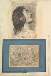 Aedes Walpolianae'den bir baskı ve çizimle monte edilmiş yaprak a: Head in Profile..., 1620-1766 by Richard Earlom