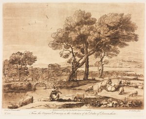 Liber Veritatis: No. 135, Binalarla Bir Manzara, Merkür Çalan Admetuss Sığırları..., 1776. by Richard Earlom