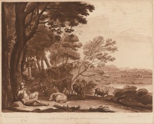 Manzara "Liber Veritatis"ten 15 by Richard Earlom after Claude Lorrain