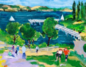 Paradise Beach İskelesi, Tiburon, Kaliforniya, 2021 (tuval üzerine yağlı boya)