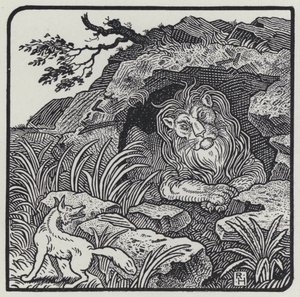 Aslan, Tilki ve Canavarlar (gravür) by Richard Heighway