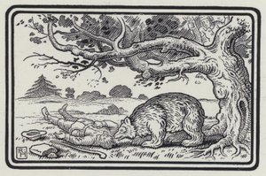 İki Arkadaş Ve Ayı (gravür) by Richard Heighway