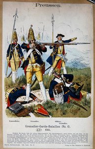 Prusya Koruma Muhafızları ve Subayları, 1745, 1890 dolayları (renkli taş)