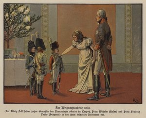 Kral Frederick William III ve Prusya Kraliçesi Louise ile Veliaht Prens Frederick William, Prens William ve Prens Frederick Louis Askeri üniformalar giymiş, Noel Arifesi