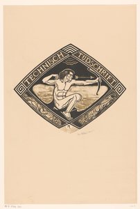 Teknik Dergi, 1914 için kapak tasarımı by Richard Nicolaüs Roland Holst (signed by artist)