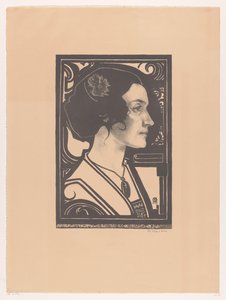 Bilinmeyen bir kadının portresi Vitrayda portre için eskiz tasarımı (nesne üzerindeki başlık) by Richard Nicolaüs Roland Holst (signed by artist)