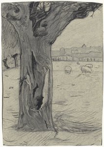 Bir çayır manzarasında Pollard söğüt by Richard Nicolaüs Roland Holst