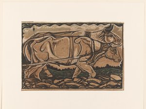 Arnhem'deki Heidemaatschappij'i boyamak için tasarım: iki taslak öküz by Richard Nicolaüs Roland Holst