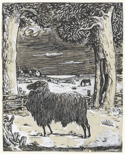 İki ağaçlı bir manzarada koyun by Richard Nicolaüs Roland Holst