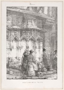 Mimari Kalıntılar ve Parçalar: Rouen - La Crosse Çeşmesi by Richard Parkes Bonington