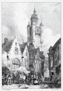 Bergues: Pazar Kulesi, 1824. by Richard Parkes Bonington