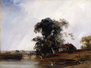 Göletli Manzara, c.1825-26 (tuval üzerine yağlı boya) by Richard Parkes Bonington