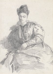 Oturan Kadın Çalışması (kağıt üzerinde grafit) by Richard Parkes Bonington