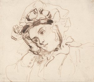 Başı Elinde Olan Bir Kadının İncelenmesi by Richard Parkes Bonington