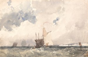 Dalgalı Denizde Gemiler by Richard Parkes Bonington